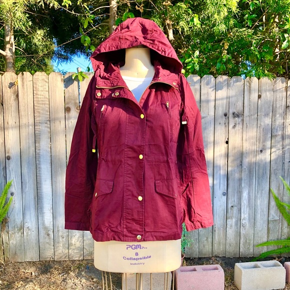 Burgundy Utility Hooded Jacket - Picture 5 of 6